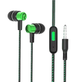 Wired in-ear headphones with mic 3.5mm in green and black with braided cable and inline control module
