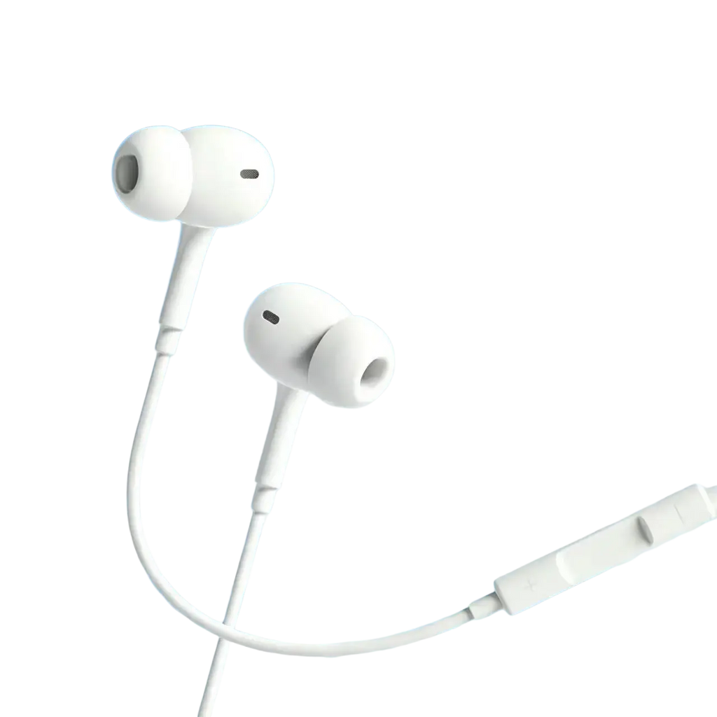 Wired in-ear headphones with mic and deep bass white featuring sleek lightweight design and soft silicone ear tips
