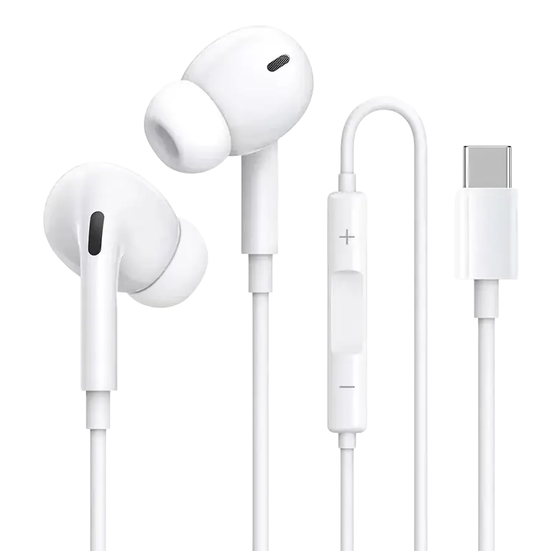 White apple airpods pro wired in-ear headphones with soft silicone ear tips for digital hd audio and deep bass performance