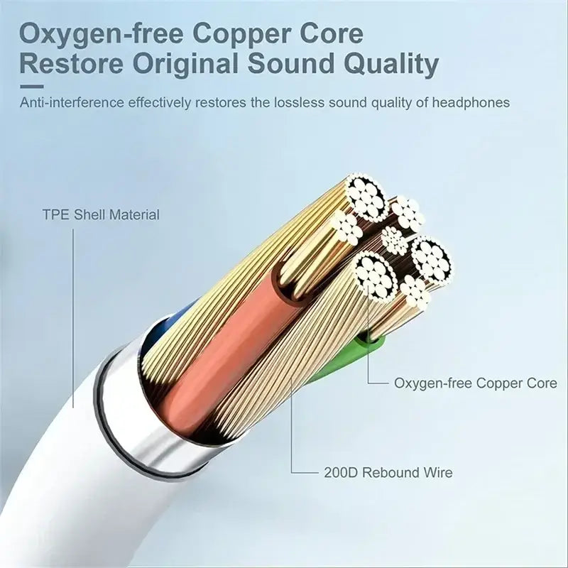 White type shell wired in-ear headphones cable with oxygen-free copper core and 200d rebound wire for microphone use