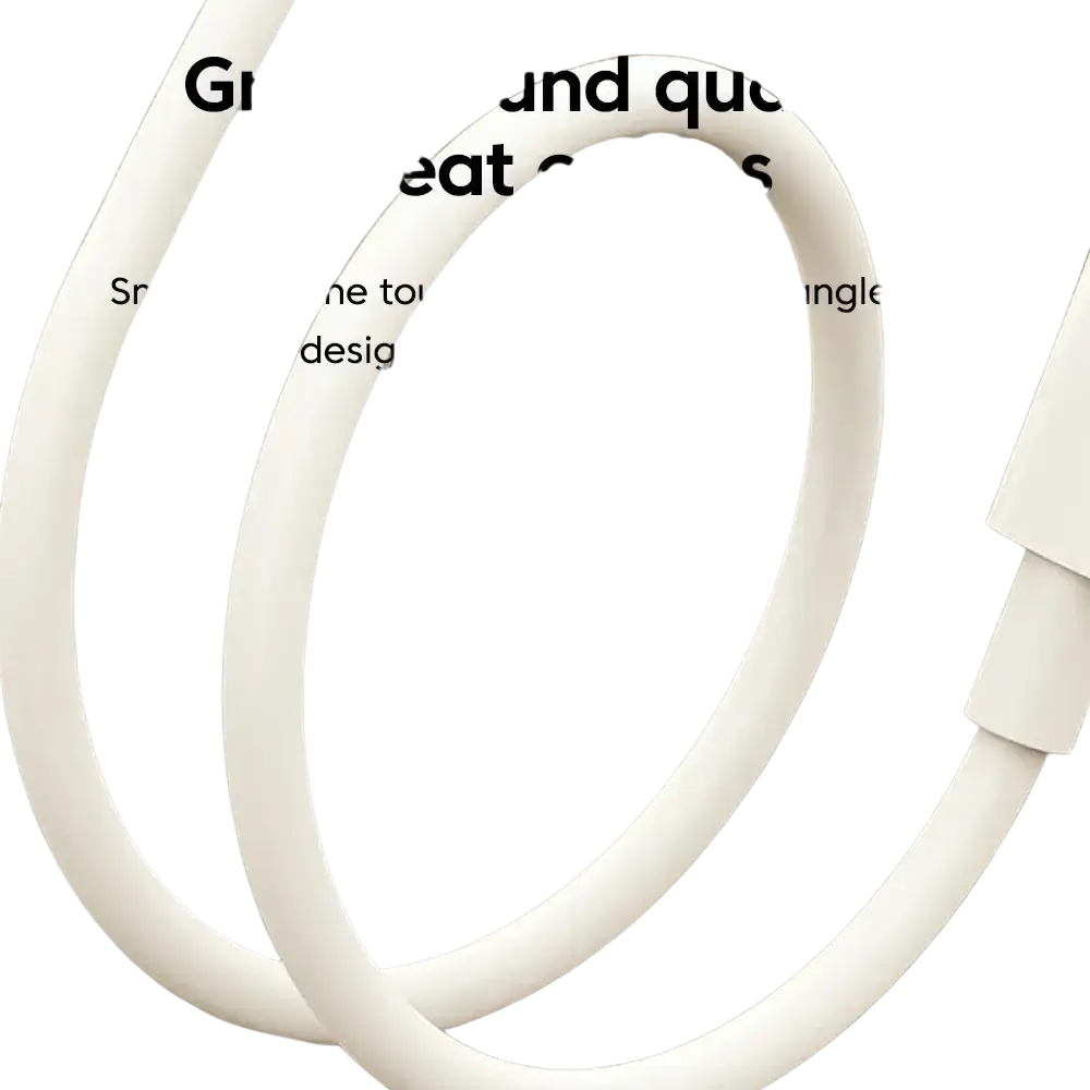 White usb-c charging cable with smooth rounded design for wired in-ear headphones with volume control feature