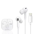 White wired earbuds 3.5mm stereo headset with in-ear design lightning connector and built-in remote control