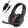 Black wired gaming headset with red accents and detachable microphone for ps4 and pc gaming headset use
