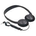 Black wired gaming headset with padded earcups noise reduction and 3.5mm plug type with coiled cable