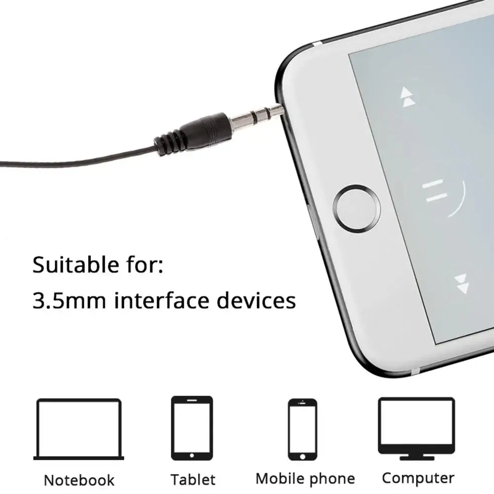 Black 3.5mm wired headphones single in ear stereo earbud plugged into iphone headphone jack for mp3 mp4 use