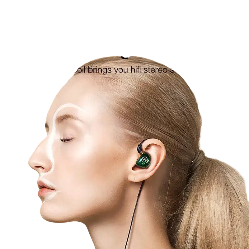 Wired headphones emerald green in ear hifi mic with sleek design and 11.6mm drivers for high-fidelity stereo sound headphones feature
