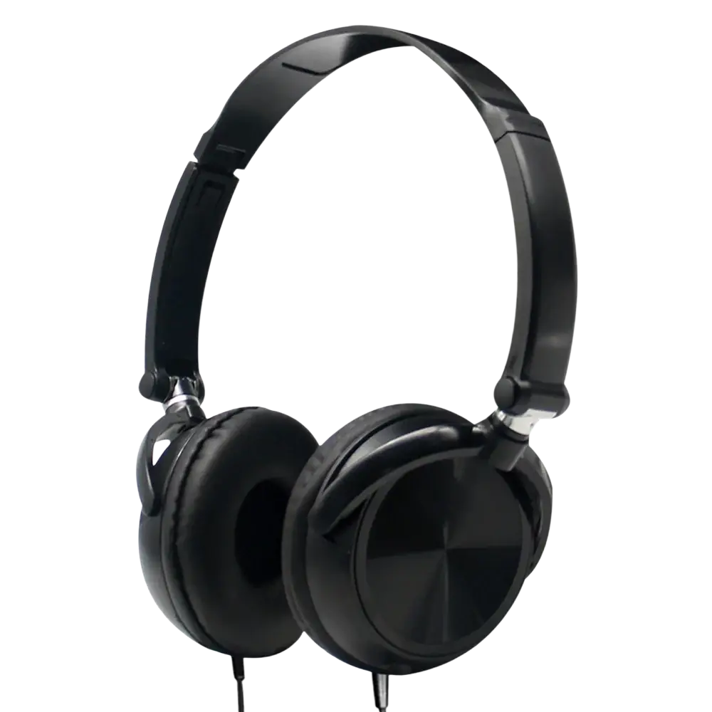 Black wired headphones with hd sound and padded earcups delivering premium ear headsets bass hifi stereo quality