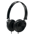Black wired headphones with glossy finish and padded earcups offering hd sound and bass hifi stereo quality