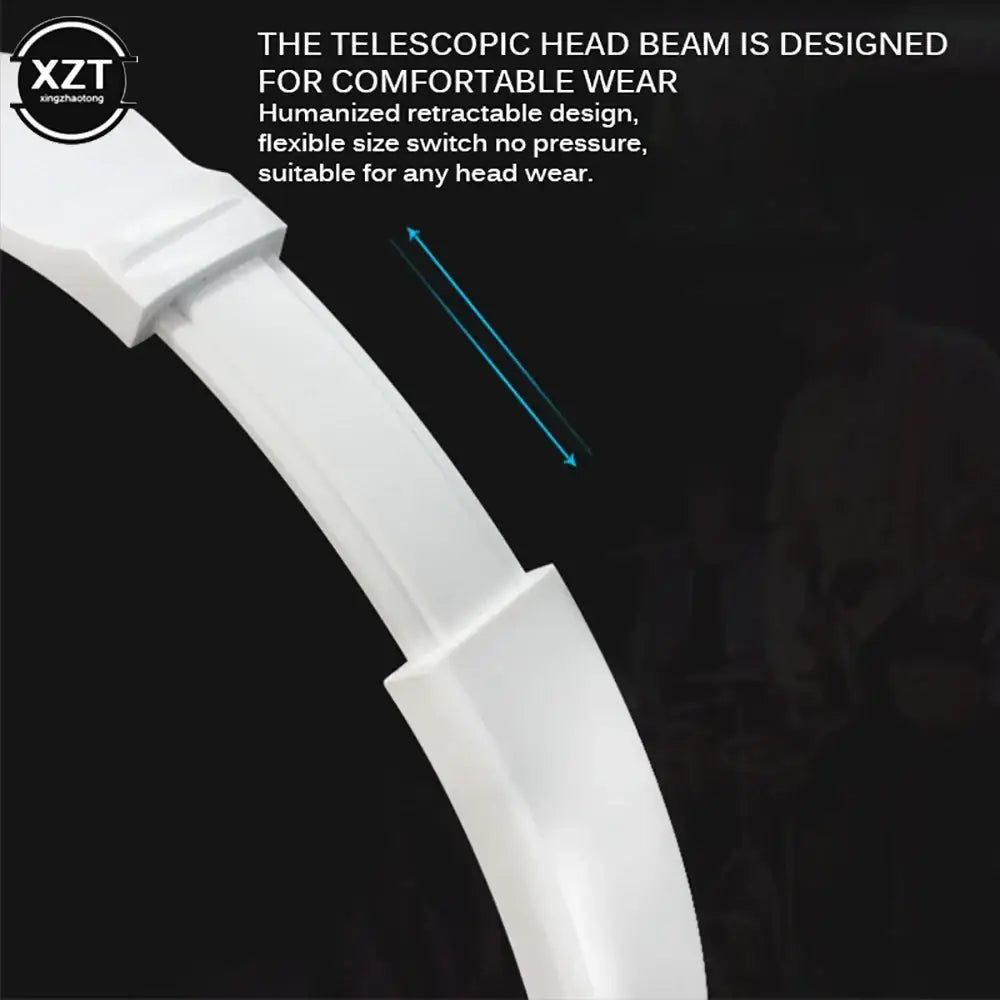 White wired headphones with hd sound and bass hifi stereo featuring a telescopic head beam and comfortable ear headsets bass design