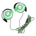 Green and white wired headphones hifi heavy with braided green and black cable for hifi heavy bass audio quality
