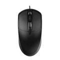 Black wired optical mouse with ergonomic design and glossy finish featuring a wired connection for precise control