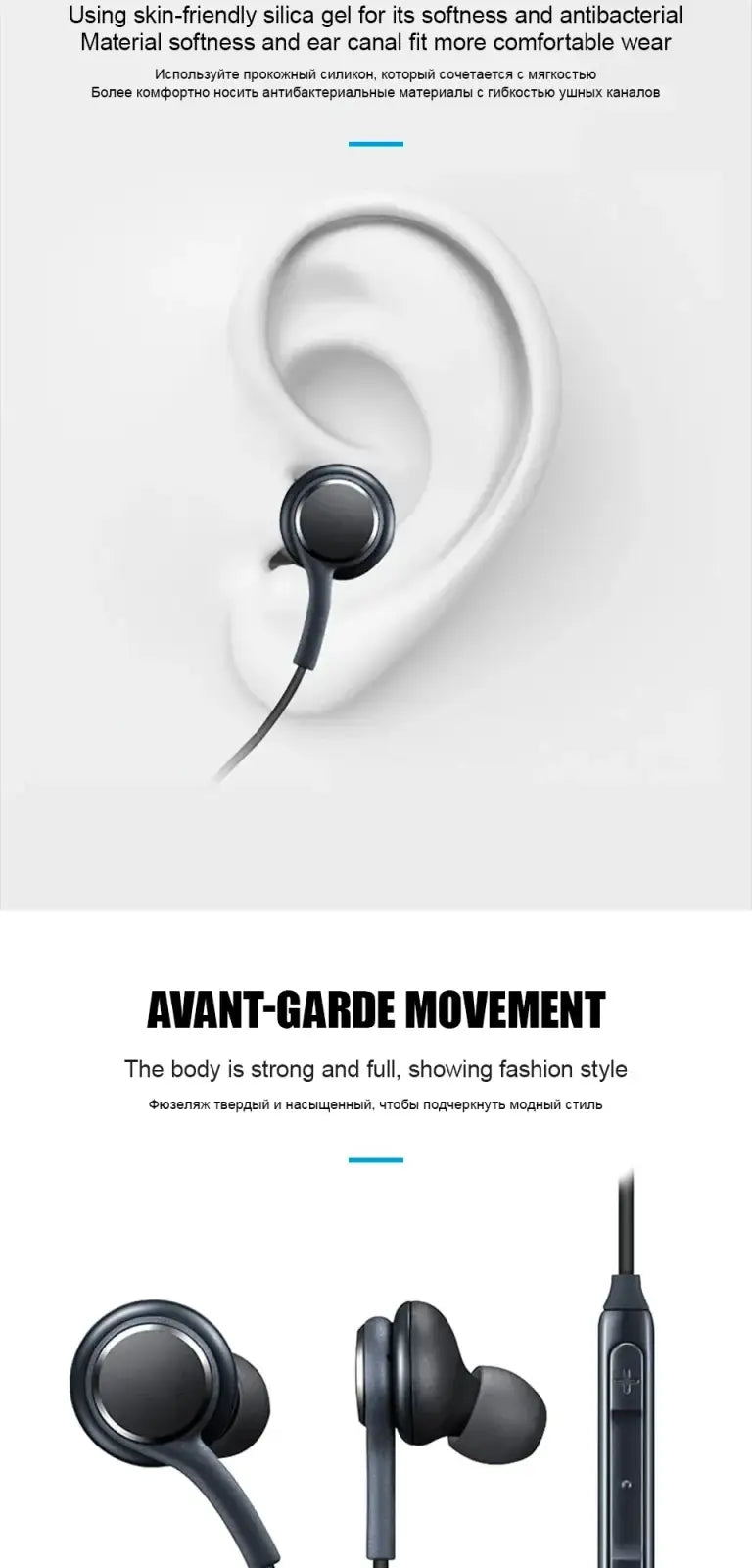 Black wired type c in ear headphones with silicone ear tips and inline control module on the cable
