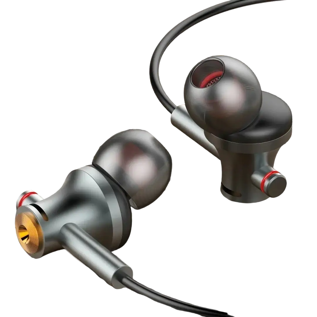 Black and gold metal wired usb-c in-ear gaming headphones with sleek modern design for immersive audio experience