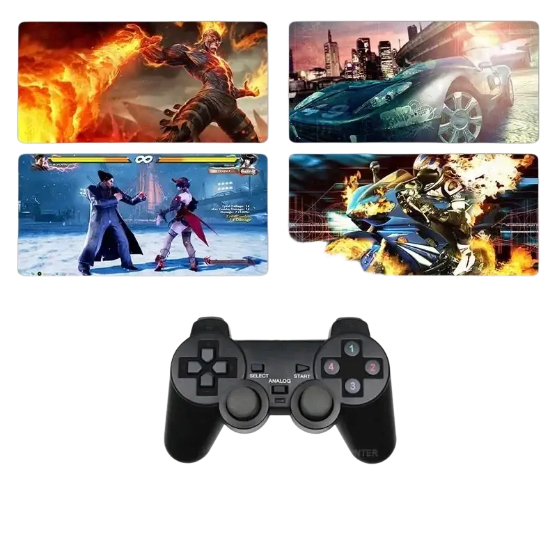 Black plastic wired usb pc game controller with analog sticks and numbered buttons supports steam games and large 3d games