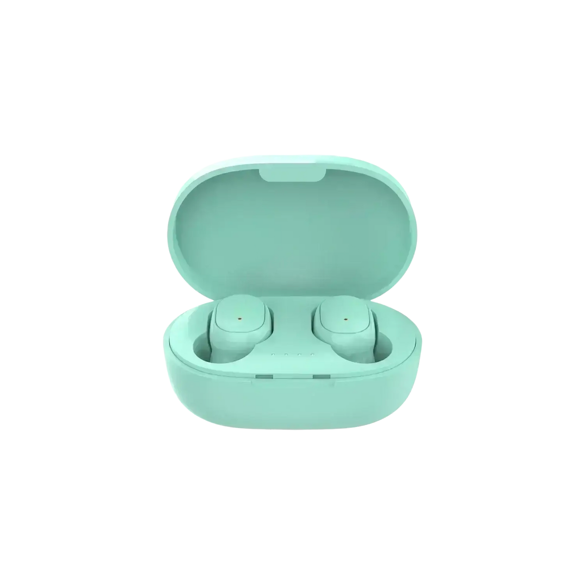 Mint green wireless bluetooth earbuds with matching 280mah charging box for portable charging and easy use