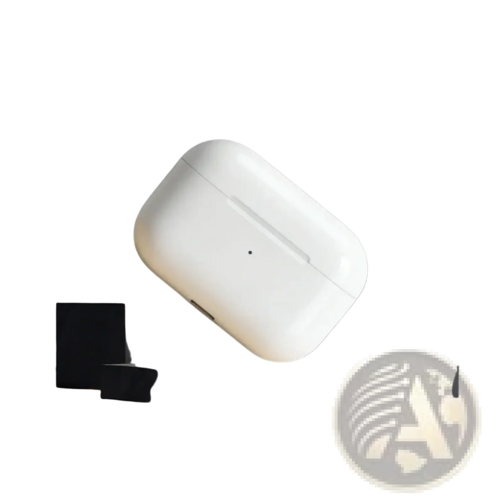 White apple airpods pro wireless bluetooth earbuds charging case with smooth glossy finish and active noise canceling