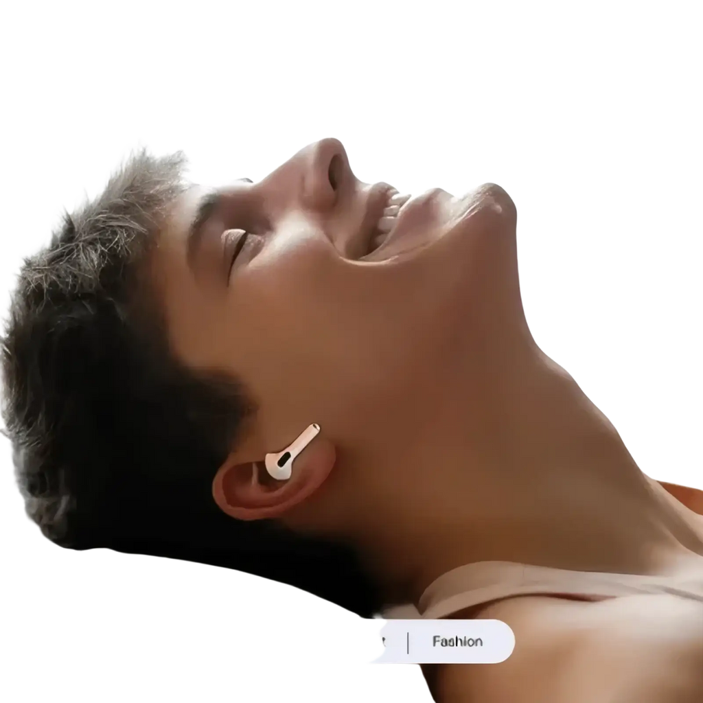 White wireless bluetooth earbud with sleek ergonomic design for comfortable in-ear wear and active noise canceling