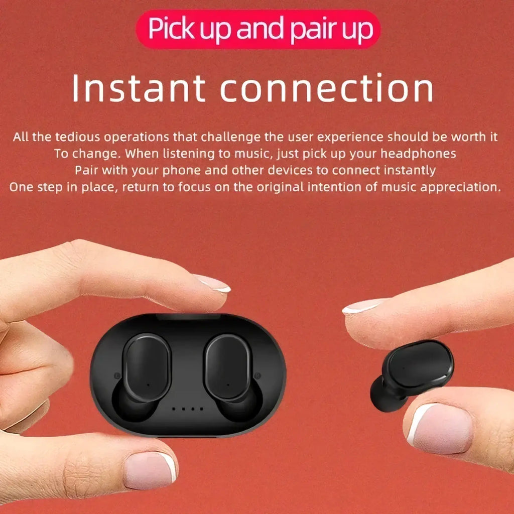 Black wireless bluetooth earbuds with touch control in a sleek oval-shaped charging case for sport use