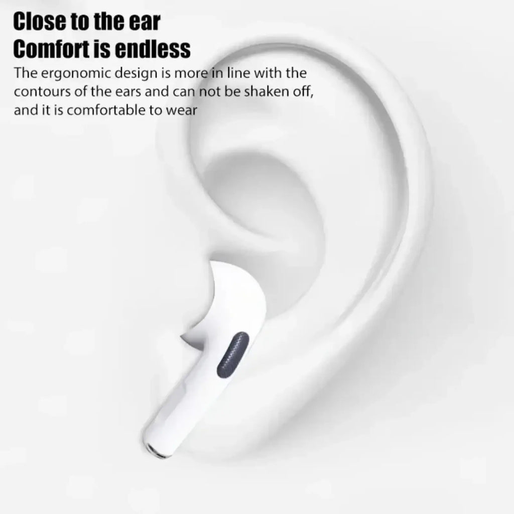 White wireless bluetooth earphone with active noise cancellation matte finish and dark gray touch control panel