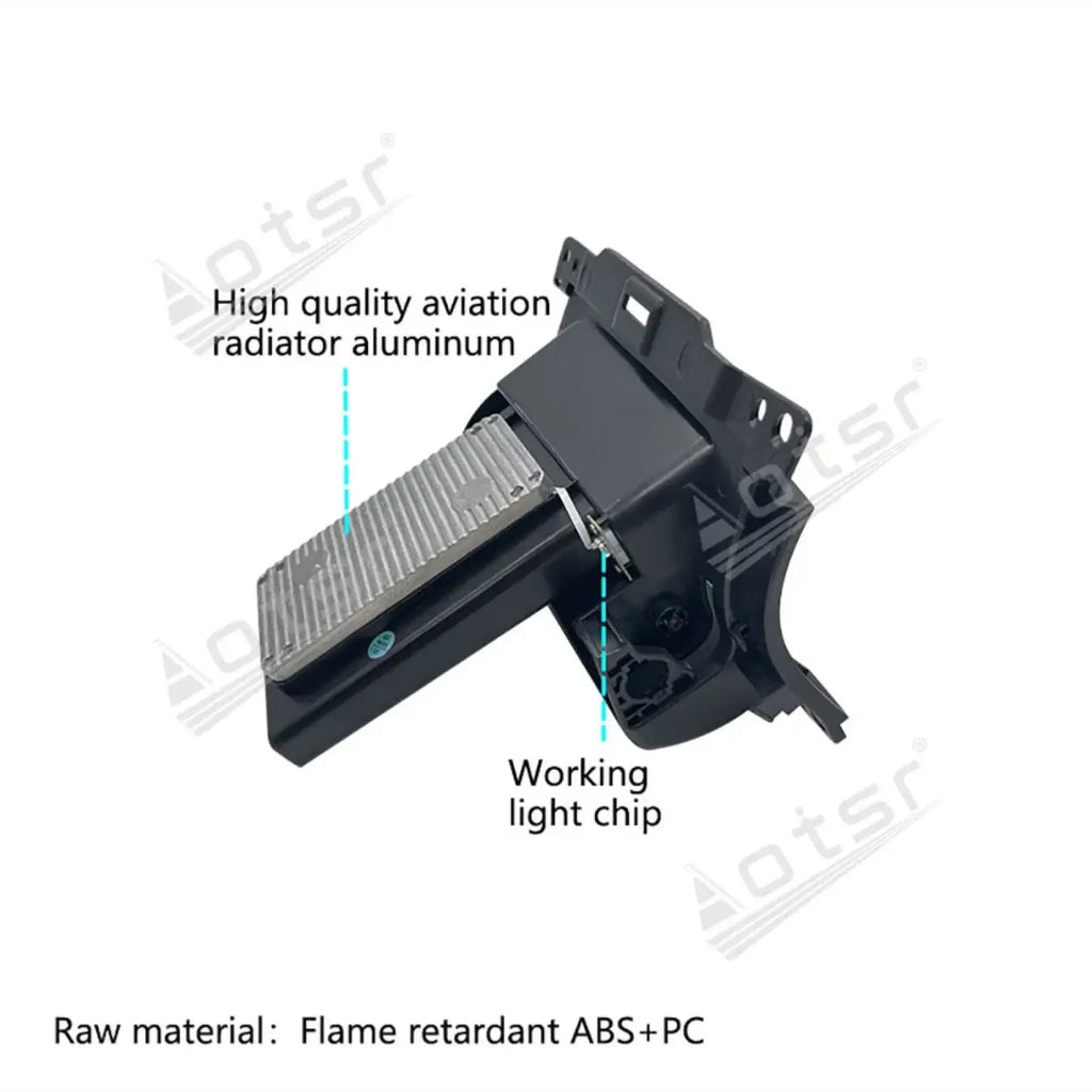 Black automotive headlight assembly with aviation aluminum heat sink and flame-retardant abs+pc for wireless car charger roewe