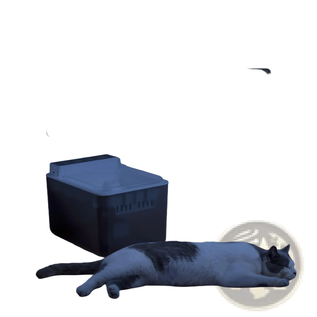 Dark gray wireless cat water fountain 3l pet hydration station with white lid ventilation slits stainless steel