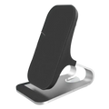 Black magnetic wireless charger stand with 10w output power and silver metallic base for fast charging