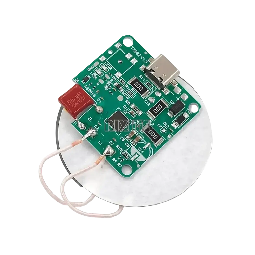 Green circuit board with usb port and components for a wireless charger 15w fast charging type c module with 12v input