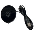 Black circular wireless charger 15w magnetic with glossy finish and attached usb cable for fast desktop charging
