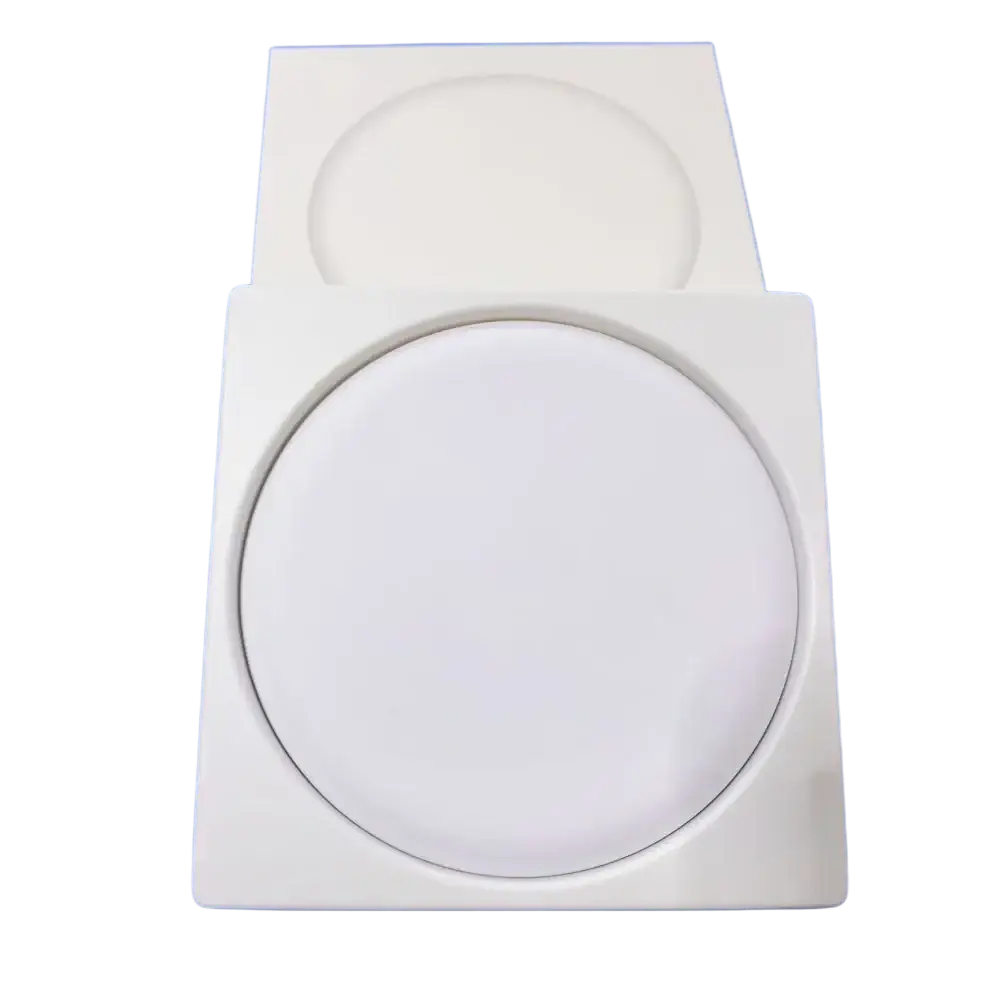 White circular wireless charger with sleek minimalist design and smooth surface fast charge for xiaomi pro max