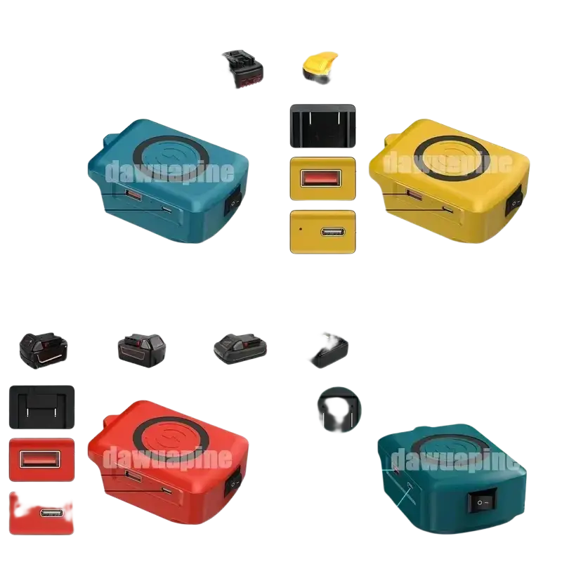 Wireless charger adapter in four colors compatible with bosch dewalt milwaukee and makita 18v lithium batteries