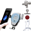 White and silver wireless charger air vent gravity car mount with magnetic phone holder for gravity car use