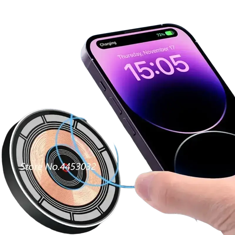 Black circular wireless charger with copper coil design and silver accents for audi a6 c7 a7 4g8 wireless charging function