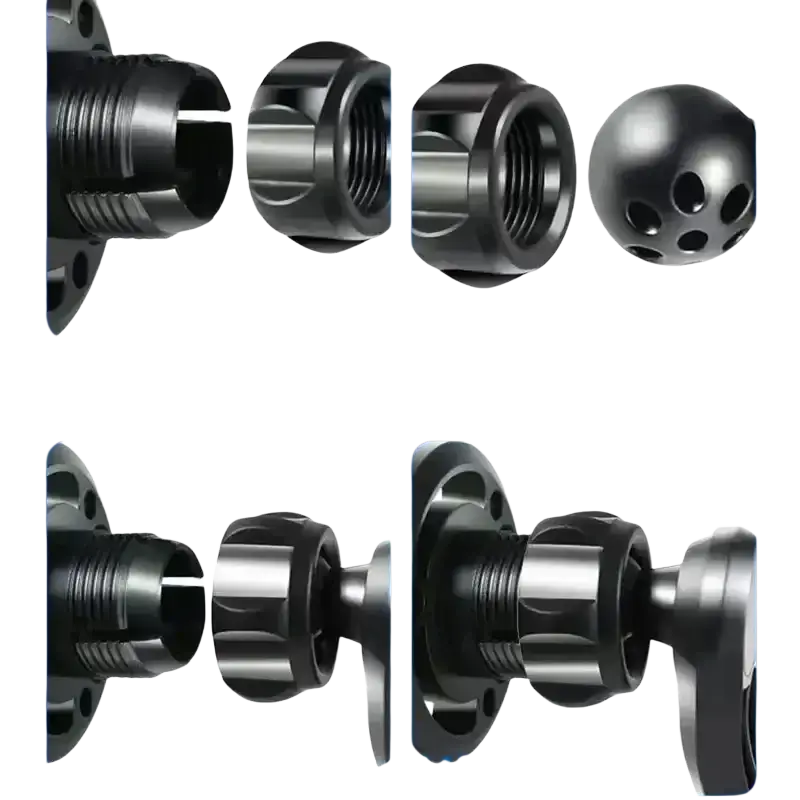 Black metallic bicycle hub assembly with threaded components and perforated cap showcasing wireless charging function for audi a6 c7
