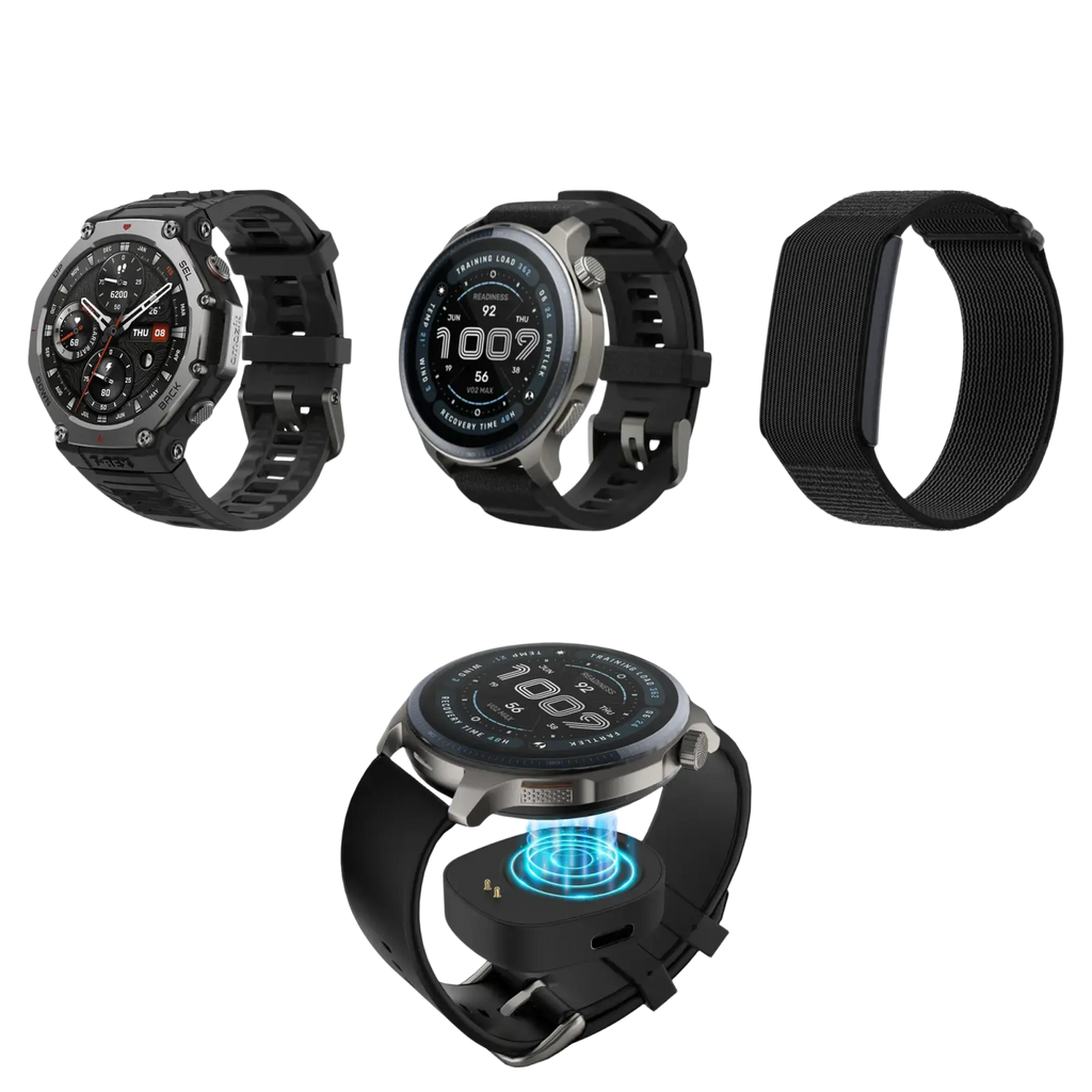 Black mesh watch bands compatible with amazfit t-rex 3 balance and helio models for wireless charger converter use