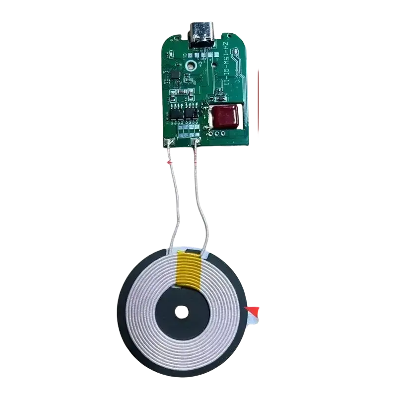 Wireless charger module 15w type c with green circuit board and silver metallic coils for fast charging pcba board
