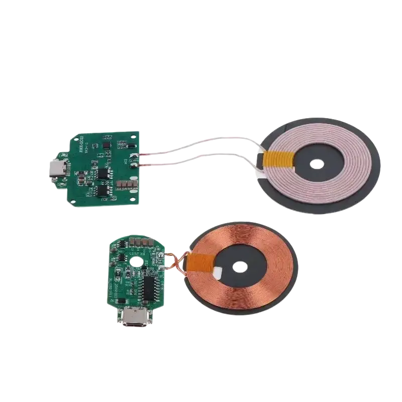 Wireless charger module 15w type c fast charging pcba board with green circuit boards and copper wire coils