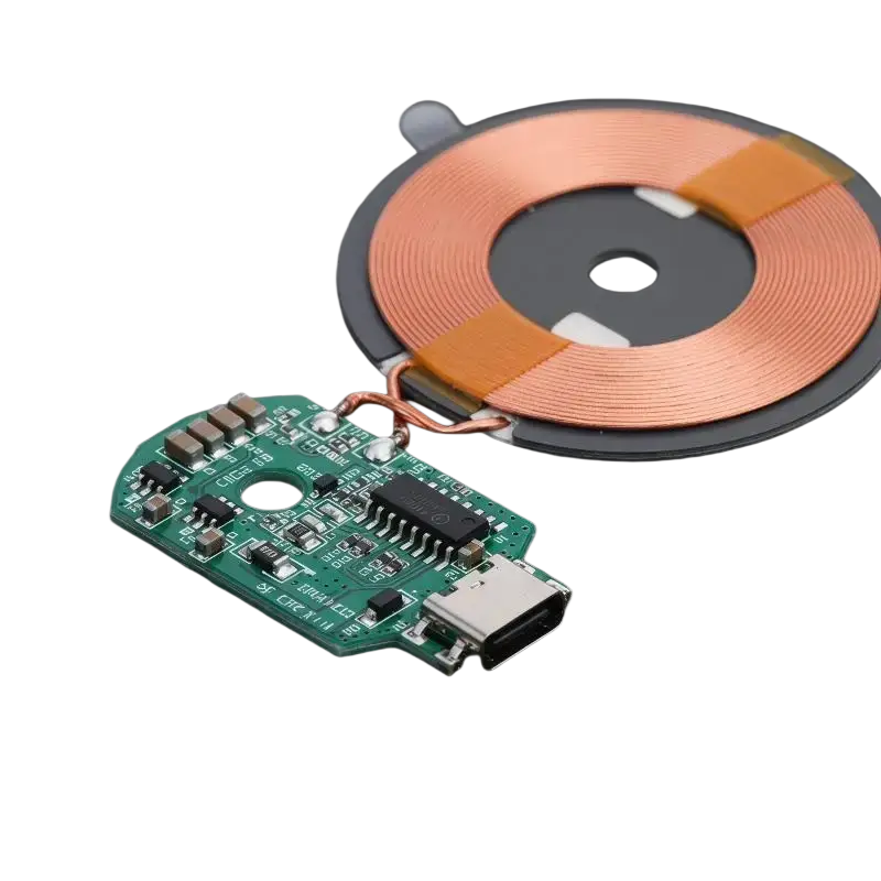 Green wireless charger module pcba board with usb type c port and copper coil for 15w fast charging