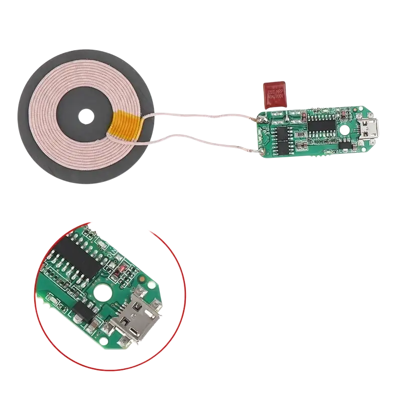 Wireless charger pcba 15w type-c module with 10w wireless charging coil and micro-usb port for wireless charger future