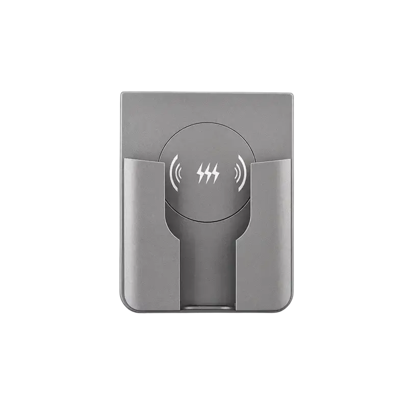Gray metallic wireless charger in-wall 15w fast charging qi panel with circular pad for qi-enabled smartphones