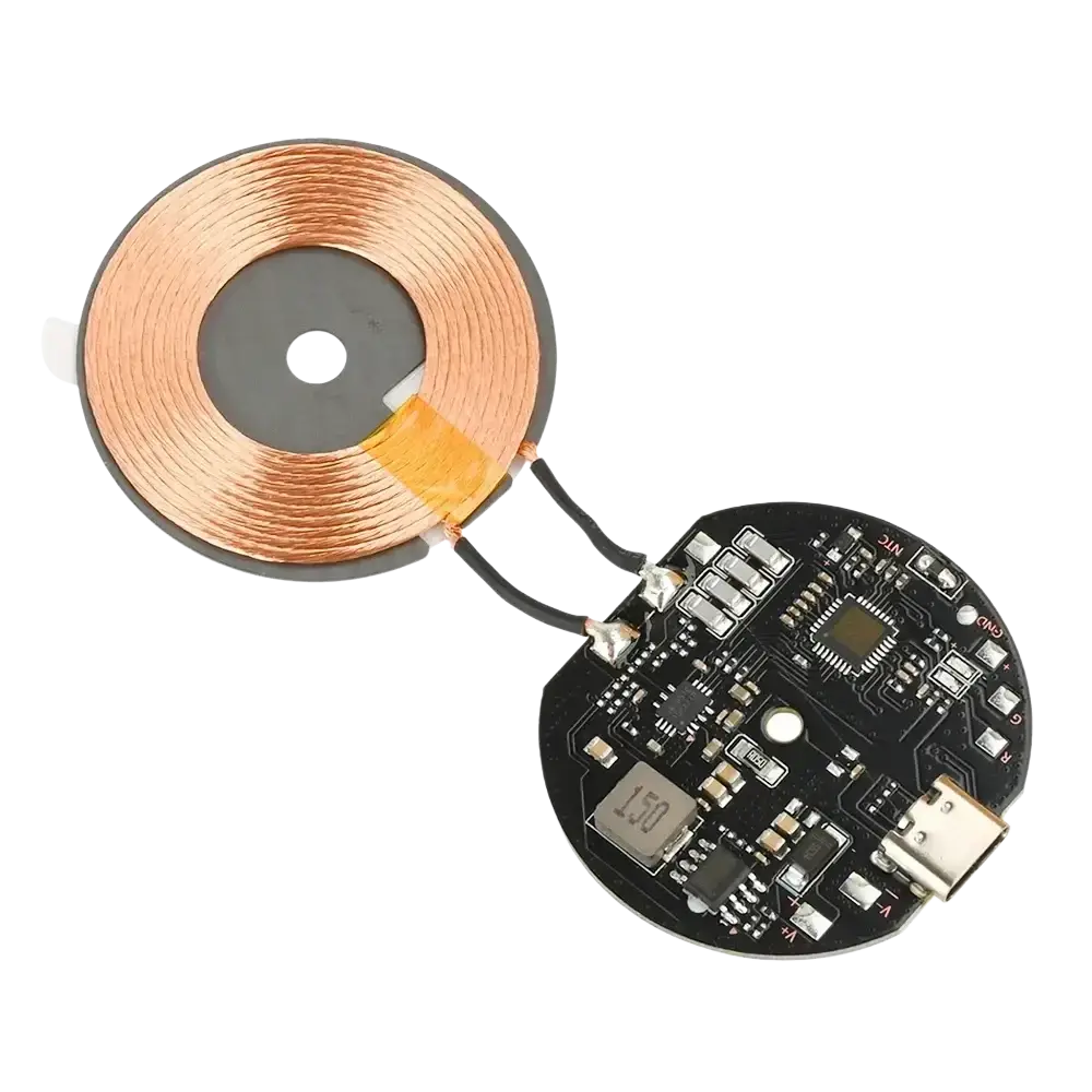 Wireless charging module 20w car pcba with copper coils black pcb and usb-c port for efficient wireless charging