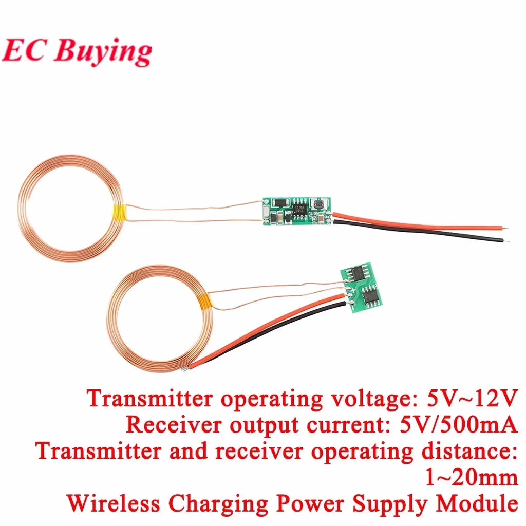 Wireless charging module 5v 12v power supply circuit board with copper coils and green circuit boards