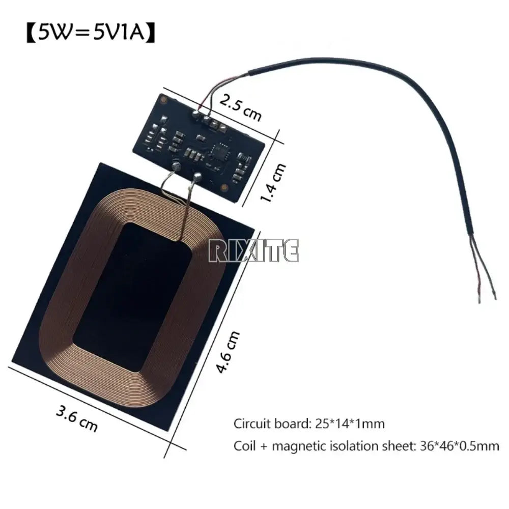 Black wireless charging pcba circuit board with copper coil windings designed for 5w output and 10w wireless charging standard