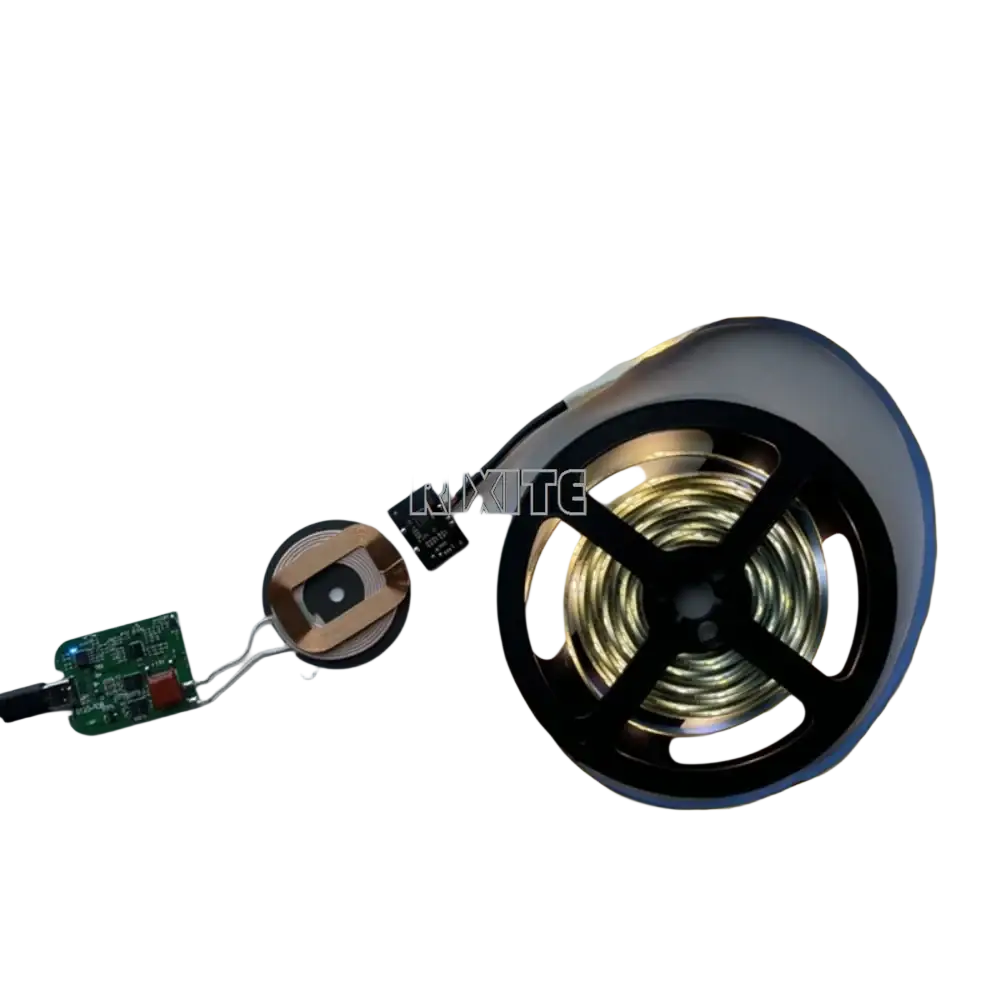 Coiled warm white led strip light on black spool with 10w wireless charging pcba circuit board for wireless charging standard