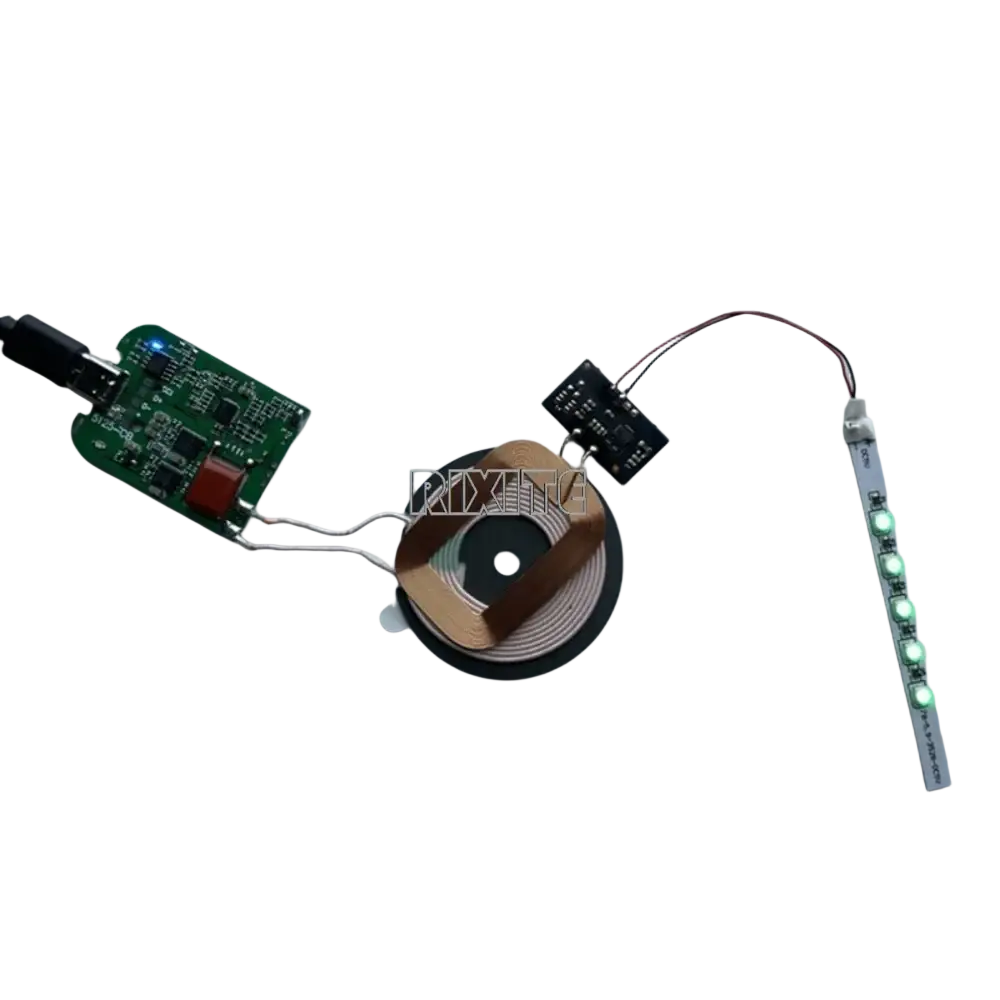 Wireless charging pcba circuit board 10w with circular coil design green components and led strip light for 10w wireless charging