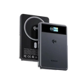 Black rectangular qi2 power bank with 10000mah capacity 20w wired and wireless charging digital display showing 100 percent charge kuulaa