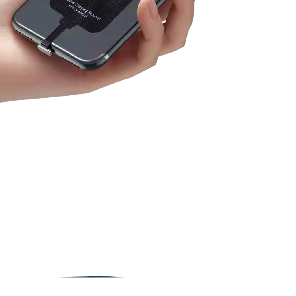Black wireless charging receiver type c 10w showing back side for universal phone wireless charging use