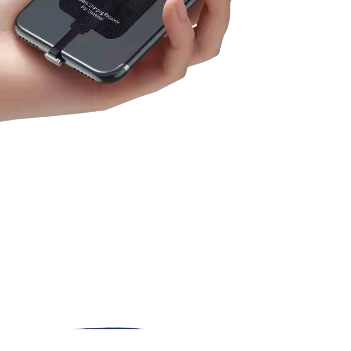 Black wireless charging receiver type c 10w showing back side for universal phone wireless charging use