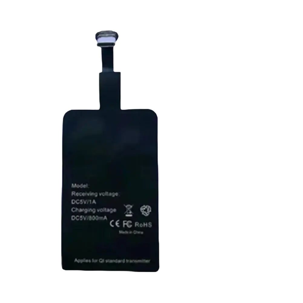 Black wireless charging receiver for android type c made of flexible silicone material with type-c port for android forward