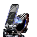 A sleek black metallic wireless charging receiver with a glossy finish and magnetic charging pad for micro-USB devices