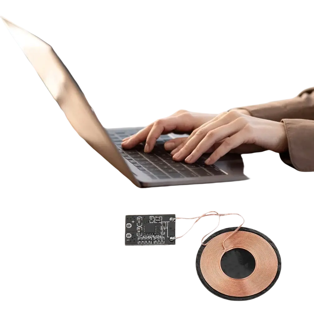 Wireless charging receiver module 5v pcba board with coil and circuit for laptops featuring input voltage and output current control